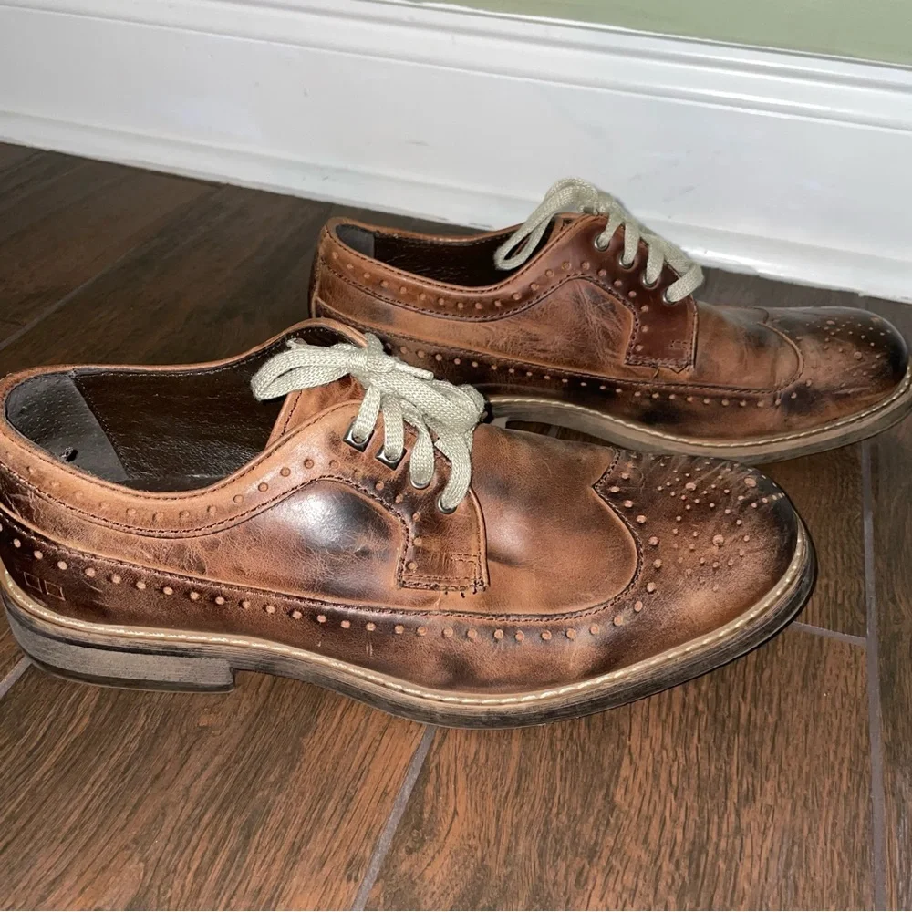 BEDSTU Beacon Tawny Zone  Leather Distressed Wingtip Lace Up Oxford Derb…